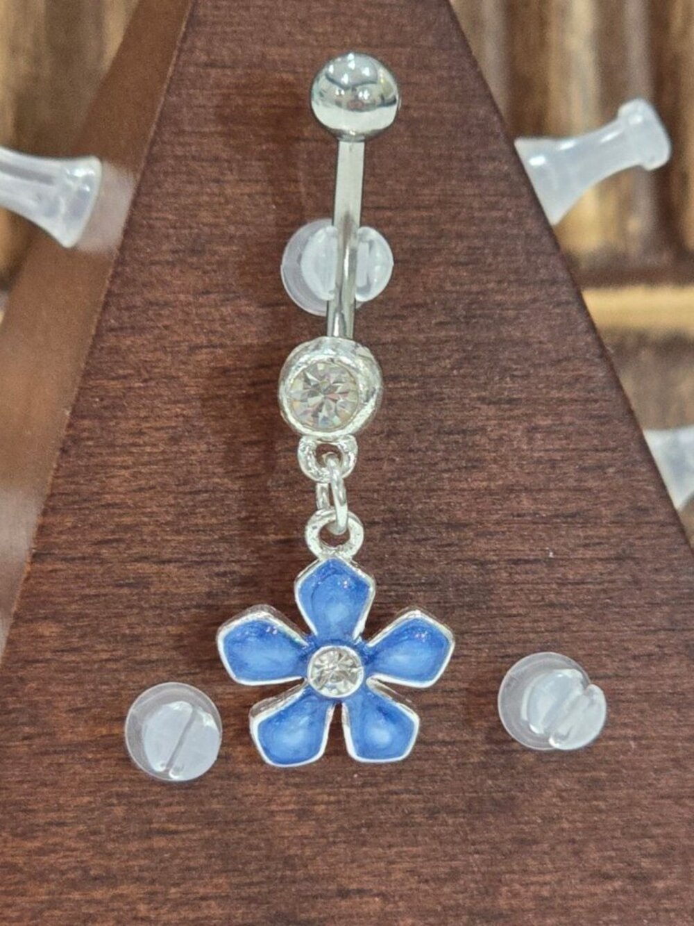 Painful Pleasures Blue Flower Navel Ring Piercing Jewel Gothic Alt Festival 14G